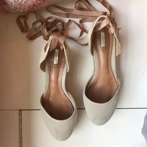 Schutz Cream Ankle Lace-Up Espadrilles